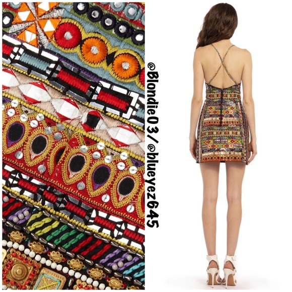 Alice + Olivia Tayla Embroidered Mini Dress 0 - Picture 3 of 6